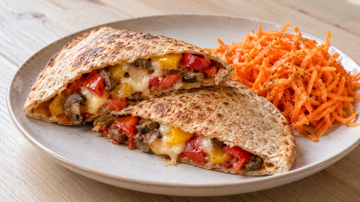 Wrap façon calzone aux légumes — présentation du plat (illustration).